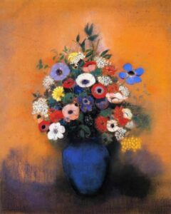 
Odilon Redon The Blue Vase, Mimosa and Anemone　